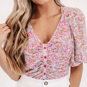 Lush Floral Ruched Top